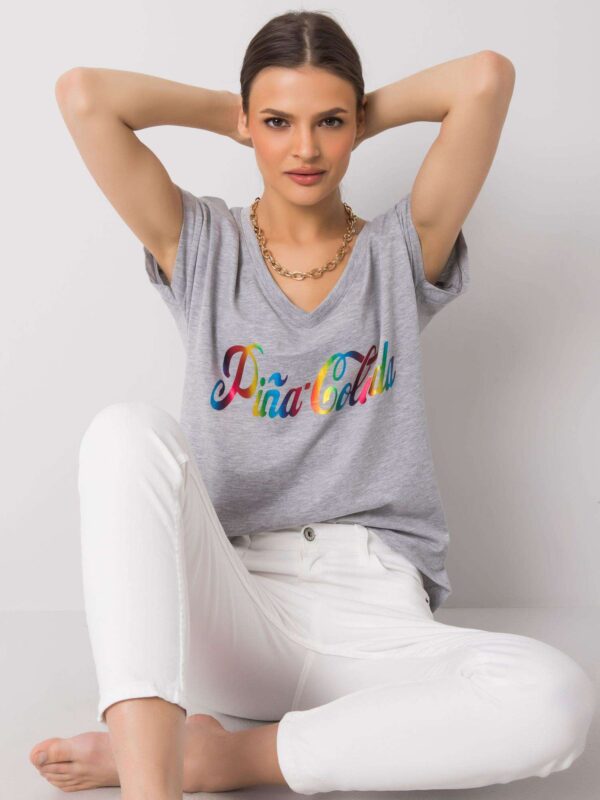 happywoman Szary t-shirt z nadrukiem Hollis