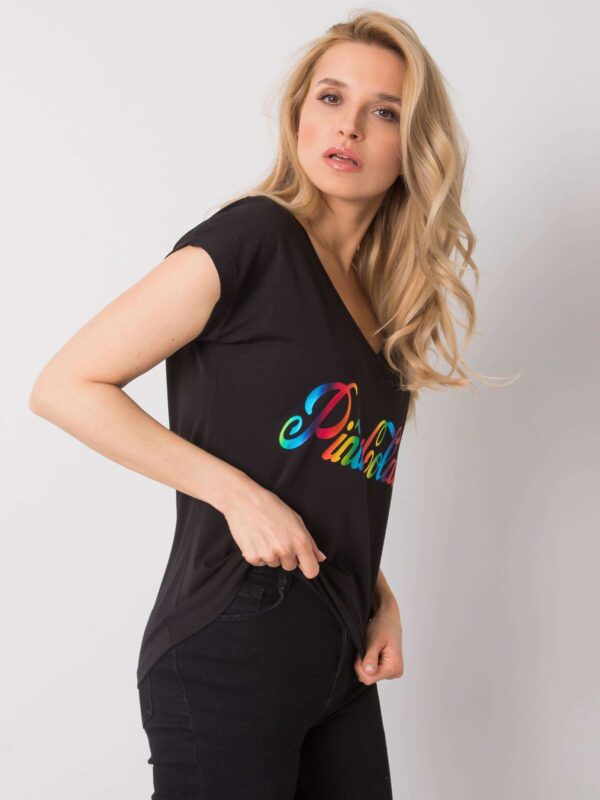 happywoman czarny t-shirt z nadrukiem Hollis - 1