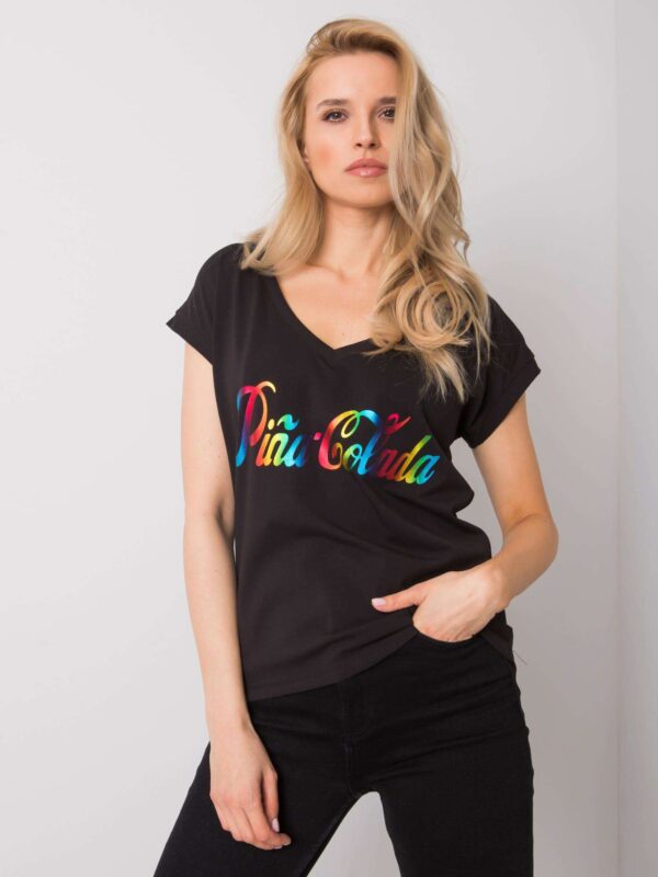 happywoman czarny t-shirt z nadrukiem Hollis - 3