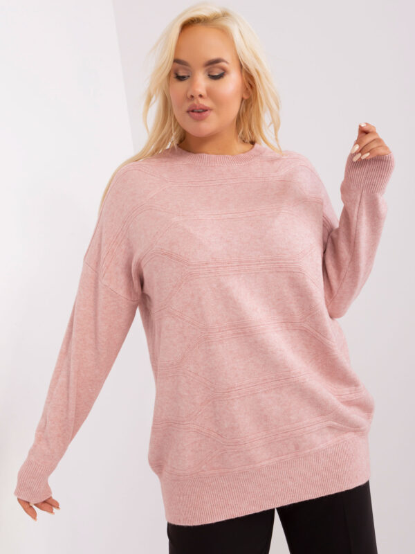 happywoman jasnoróżowy sweter plus size z okrągłym dekoltem 3