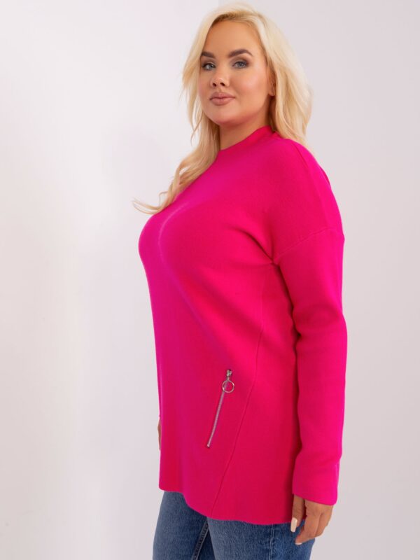 happywoman fuksjowy sweter plus size z zamkami 4